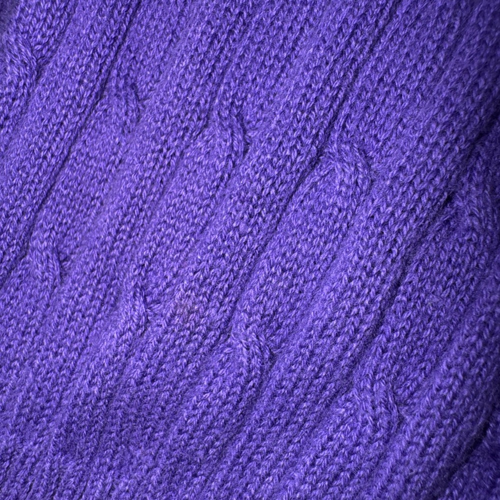 Kim Rogers Purple Cable Knit V-Neck Cotton Sweater Womens Large RN 31104 - Picture 8 of 14
